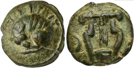 Umbria, Cast Semis, Tuder, ca. 220-200 BC; AE (g 46; mm 32; h 3); Sleeping...