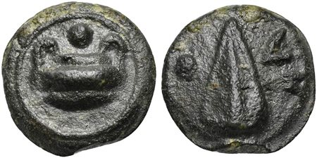 Umbria, Cast Uncia, Tuder, ca. 220-200 BC; AE (g 8; mm 19; h 12); Squat...