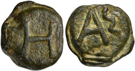 Picenum, Cast Semuncia, Hatria, ca. 275-225 BC; AE (g 27; mm 27; h 3/9); H,...