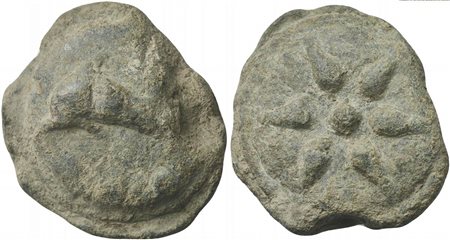 Apulia, Cast Teruncius, Luceria, ca. 225-217 BC; AE (g 119; mm 45); Sunburst...