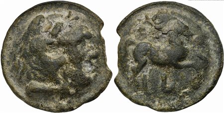 Apulia, Cast Nummus, Luceria, ca. 217-212 BC; AE (g 77; mm 46; h 12); Head of...