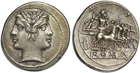 Anonymous, Quadrigatus, Rome, ca. 225-212 BC; AR (g 6,64; mm 23; h 4);...