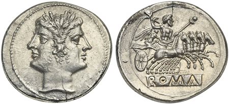 Anonymous, Quadrigatus, Rome, ca. 225-214 BC; AR (g 6,77; mm 23; h 6);...