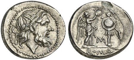 C/M series, Victoriatus, Sicily, ca. 211-208 BC; AR (g 3,24; mm 17; h 8);...