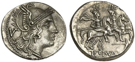 Dolabella series, Quinarius, Sicily, ca. 209-208 BC; AR (g 2,12; mm 15; h 5);...