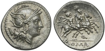 Q series, Quinarius, South-East Italy, ca. 211-210 BC; AR (g 2,17; mm 17; h...