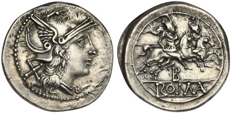 B series, Denarius, Etruria (?), ca. 211-208 BC; AR (g 4,27; mm 20; h 10);...