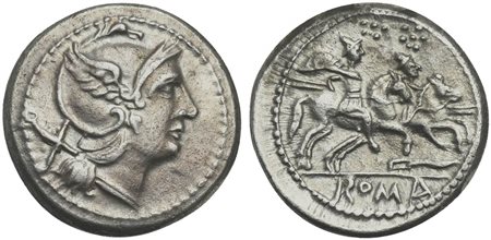 Knife (first) series, Denarius, Central Italy (?), ca. 211-208 BC; AR (g...