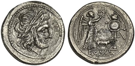 Sow series, Victoriatus, Rome, ca. 206-195 BC; AR (g 2,92; mm 17; h 3);...