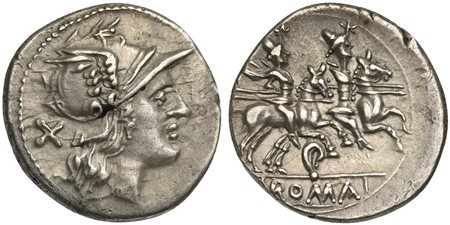 Ear series, Denarius, Uncertain mint, ca. 199-170 BC; AR (g 3,68; mm 20; h...