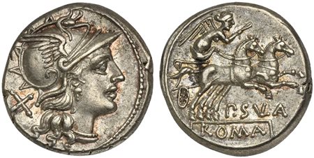 P. Cornelius Sulla, Denarius, Rome, 151 BC; AR (g 4,08; mm 18; h 6); Helmeted...