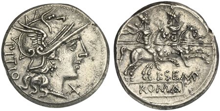 L. Sempronius Pitio, Denarius, Rome, 148 BC; AR (g 4,06; mm 17; h 2);...