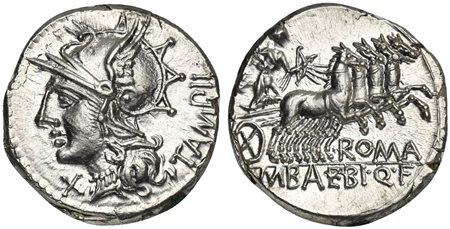 M. Baebius Q.f. Tampilus, Denarius, Rome, 137 BC; AR (g 3,99; mm 19; h 1);...