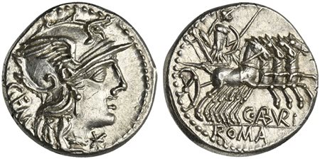 C. Aburius Geminus, Denarius, Rome, 134 BC; AR (g 3,88; mm 18; h 12);...