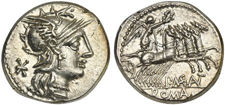 P. Maenius M.f. Antiaticus, Denarius, Rome, 132 BC; AR (g 3,93; mm 19; h 6);...