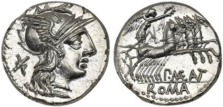 P. Maenius M.f. Antiaticus, Denarius, Rome, 132 BC; AR (g 4,02; mm 18; h 6);...