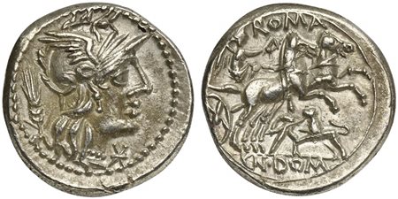 Cn. Domitius (Ahenobarbus or Calvinus), Denarius, Rome, 128 BC; AR (g 3,94;...