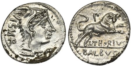 L. Thorius Balbus, Denarius, Rome, 105 BC; AR (g 3,91; mm 20; h 3); Head of...