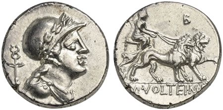 M. Volteius M.f., Denarius, Rome, 78 BC; AR (g 4,10; mm 17; h 6); Draped male...