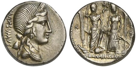 C. Egnatius Cn.f. Cn.n. Maxsumus, Denarius, Rome, 75 BC; AR (g 4,01; mm 18; h...