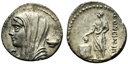 L. Cassius Longinus, Denarius, Rome, 63 BC; AR (g 3,81; mm 19; h 4); Head of...