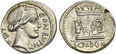 L. Scribonius Libo, Denarius, Rome, 62 BC; AR (g 3,95; mm 19; h 6); Head of...