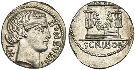 L. Scribonius Libo, Denarius, Rome, 62 BC; AR (g 3,94; mm 19; h 5); Head of...