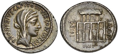 P. Fonteius P.f. Capito and T. Didius, Denarius, Rome, 55 BC; AR (g 4,11; mm...