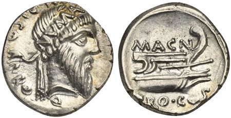 Cn. Pompeius Magnus and Cn. Calpurnius Piso, Denarius, Military mint in...