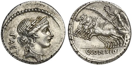 C. Considius Paetus, Denarius, Rome, 46 BC; AR (g 4,15; mm 18; h 5); Laureate...