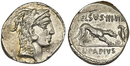 L. Papius Celsus, Denarius, Rome, 45 BC; AR (g 3,60; mm 18; h 4); Head of...