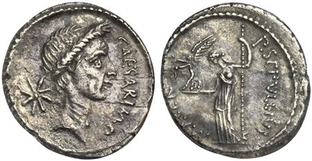 C. Julius Caesar and P. Sepullius Macer, Denarius, Rome, January-February 44...