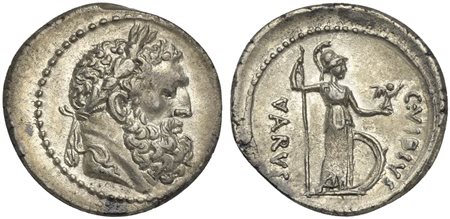 The Caesarians - C. Vibius Varus, Denarius, Rome, 42 BC; AR (g 3,41; mm 19; h...