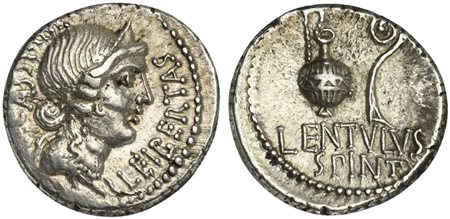 C. Cassius Longinus and P. Cornelius Lentulus Spinther, Denarius, Military...