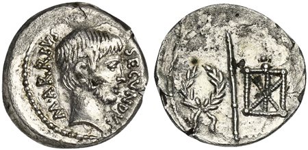 M. Arrius Secundus, Plated Denarius, Rome, 43 or 41 BC; AR (g 2,87; mm 18; h...