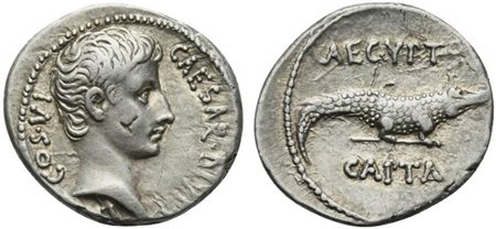 C. Caesar Octavianus, Denarius, uncertain Eastern mint, 28 BC; AR (g 3,85; mm...