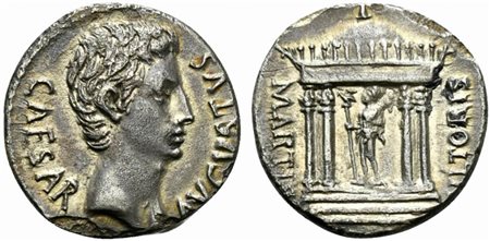 Augustus (27 BC - AD 14), Denarius, Caesaraugusta (?), ca. 19-18 BC; AR (g...