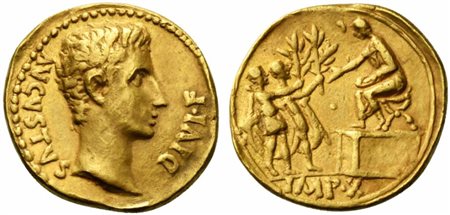 Augustus (27 BC - AD 14), Aureus, Lugdunum, 15-12 BC; AV (g 7,92; mm 19; h...