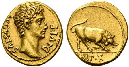 Augustus (27 BC - AD 14), Aureus, Lugdunum, 15-12 BC; AV (g 8,00; mm 19; h...