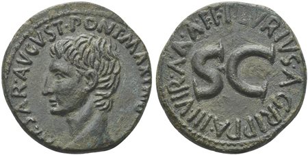 Augustus (27 BC - AD 14), As struck by P. Lurius Agrippa, Rome, 7 BC; AE (g...