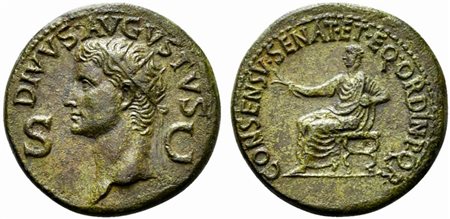 Divus Augustus, Dupondius struck under Caligula, Rome, AD 37-41; AE (g 14,27;...