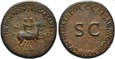 Nero and Drusus Caesares, Dupondius struck under Caligula, Rome, AD 37-38; AE...