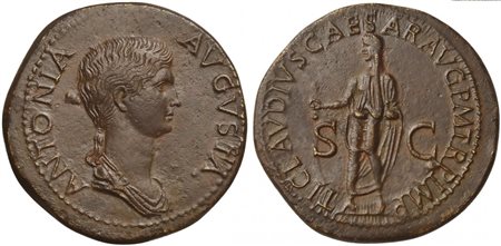 Antonia Minor, Dupondius struck under Claudius, Rome, ca. AD 41-50; AE (g...