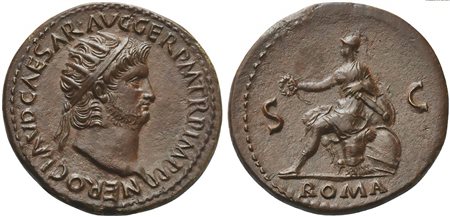 Nero (54-68), Dupondius, Rome, AD 65; AE (g 14,86; mm 29; h 6); NERO CLAVD...