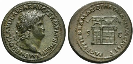 Nero (54-68), Sestertius, Rome, AD 67; AE (g 25,26; mm 36; h 7); IMP NERO...