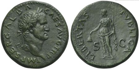 Galba (68-69), Sestertius, Rome, October AD 68; AE (g 25,53; mm 32; h 7); IMP...