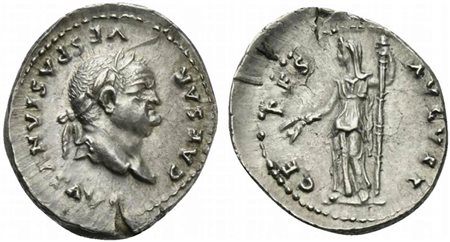 Vespasian (69-79), Denarius, Rome, AD 77-78; AR (g 3,40; mm 20; h 7); CAESAR...