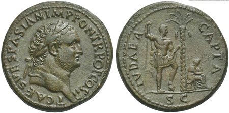 Titus, as Caesar, Sestertius struck under Vespasian, Rome, AD 73; AE (g...