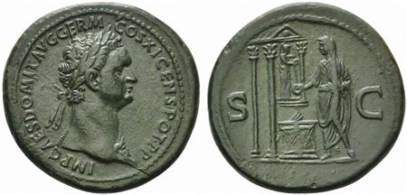 Domitian (81-96), Sestertius, Rome, AD 85; AE (g 27,34; mm 35; h 7); IMP CAES...