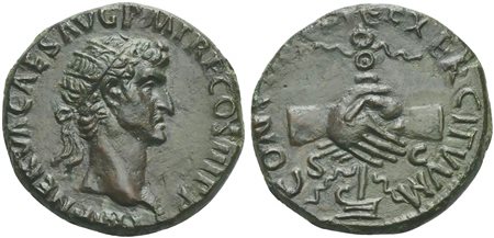 Nerva (96-98), Dupondius, Rome, AD 97; AE (g 12,34; mm 26; h 6); IMP NERVA...